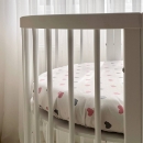 Husa saltea rotunda patut bebe copii cu elastic, Inimioare roz-gri (4)